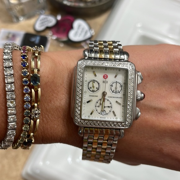 Michele Accessories - deco michelle diamond watch with two toned band